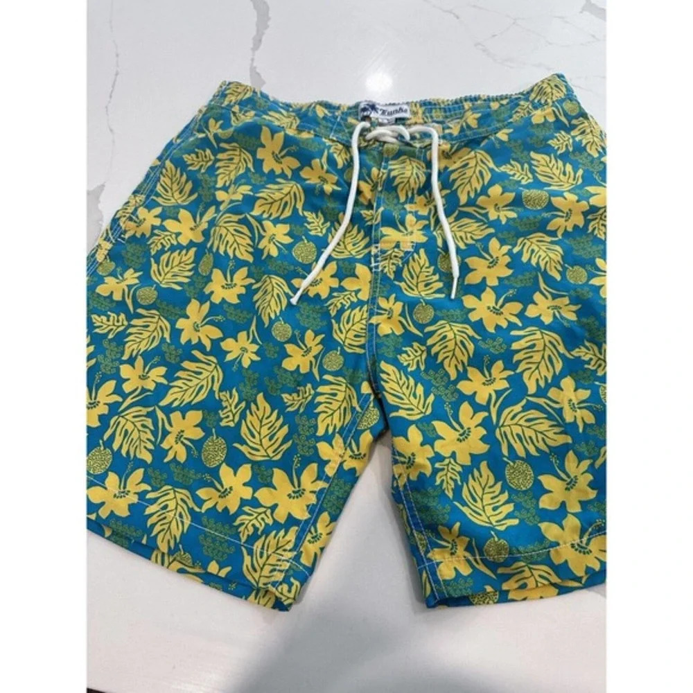Trunks Surf & Swim Co. Men's Yellow & Teal Swim Trunks Shorts Size 34‎ F0298